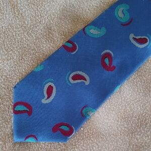 Perry Ellis Blue and Red Paisley Tie Retro